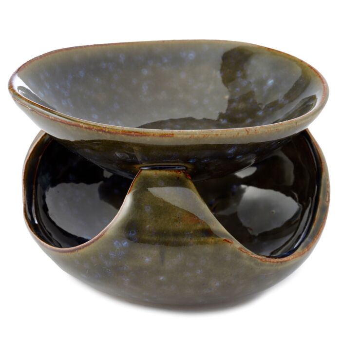 Abstract Design Squat Mottled Glaze Ceramic Oil Burner