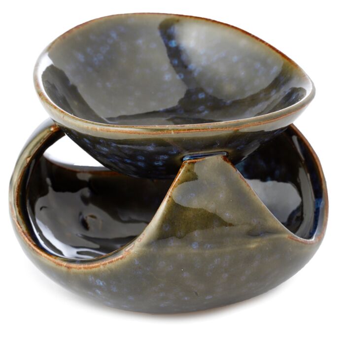 Abstract Design Squat Mottled Glaze Ceramic Oil Burner