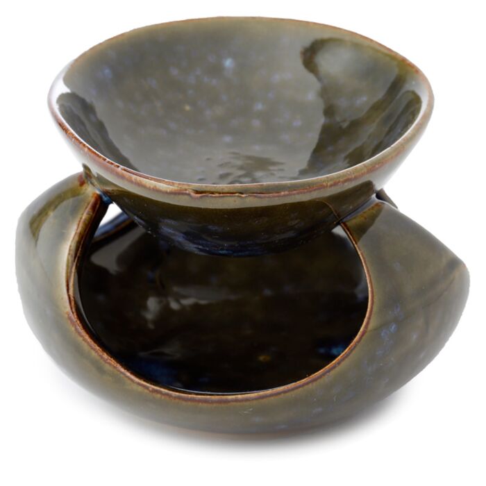 Abstract Design Squat Mottled Glaze Ceramic Oil Burner
