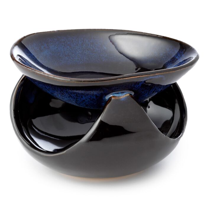 Abstract Design Squat Mottled Glaze Ceramic Oil Burner