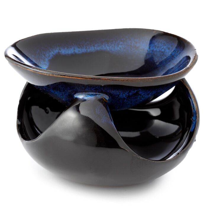 Abstract Design Squat Mottled Glaze Ceramic Oil Burner