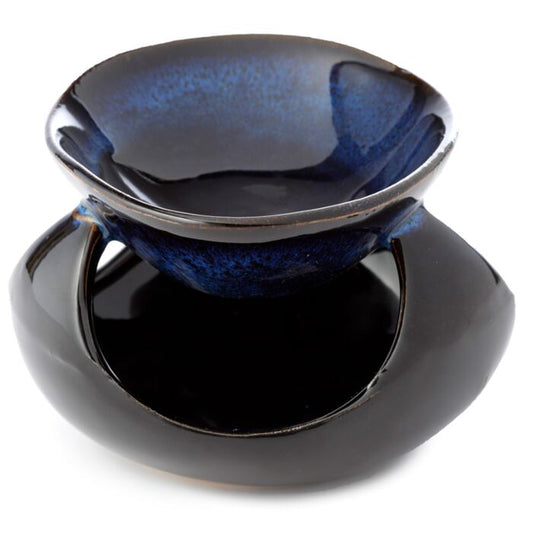 Abstract Design Squat Mottled Glaze Ceramic Oil Burner