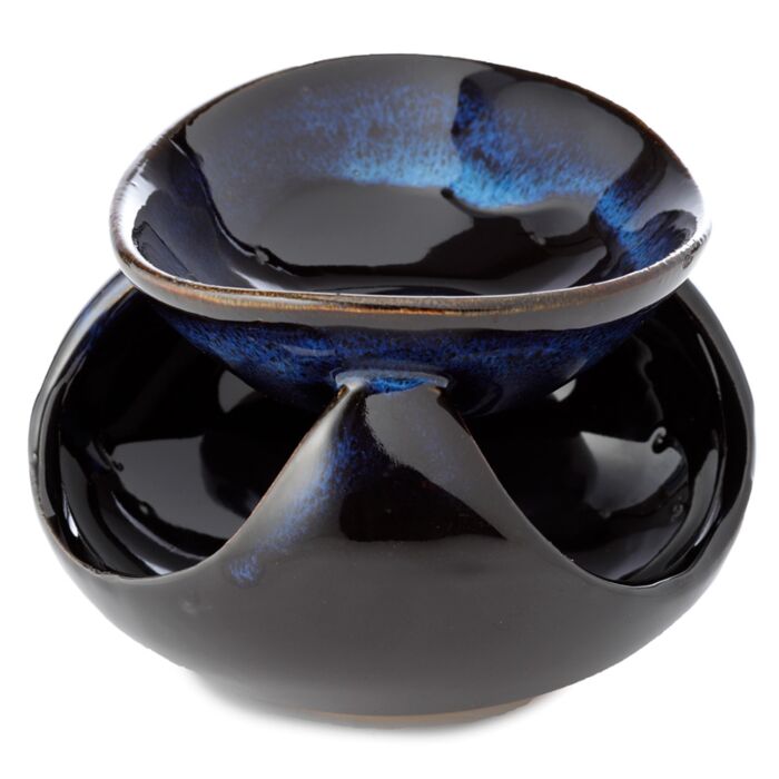 Abstract Design Squat Mottled Glaze Ceramic Oil Burner